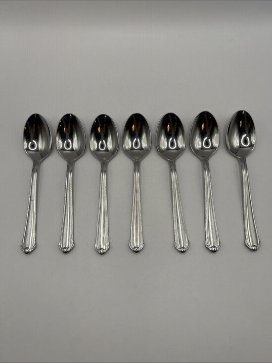 Mikasa Other - 7 Mikasa Classico Satin Teaspoons 18/8 Stainless Gerald Patrick 6.25" Spoons